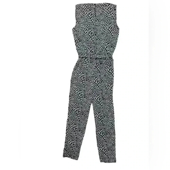 Diane Von Furstenberg Sleeveless JUMPSUIT Silk SIZE 4 BLACK White - Picture 5 of 8